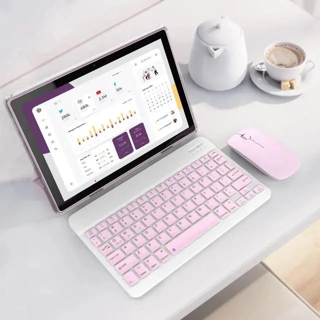 Alt view image 2 of 5 - Nyxolaria Tablet 10.1Inch Android 15.0, RAM 20GB(4+16Expand)+ROM 128GB, 6000mAh Battery, 2+8MP Dual Camera, 1280*800 IPS HD Touch Screen Tab PC Set with Keyboard+Mouse+Protective Case+Stylus, (Pink)