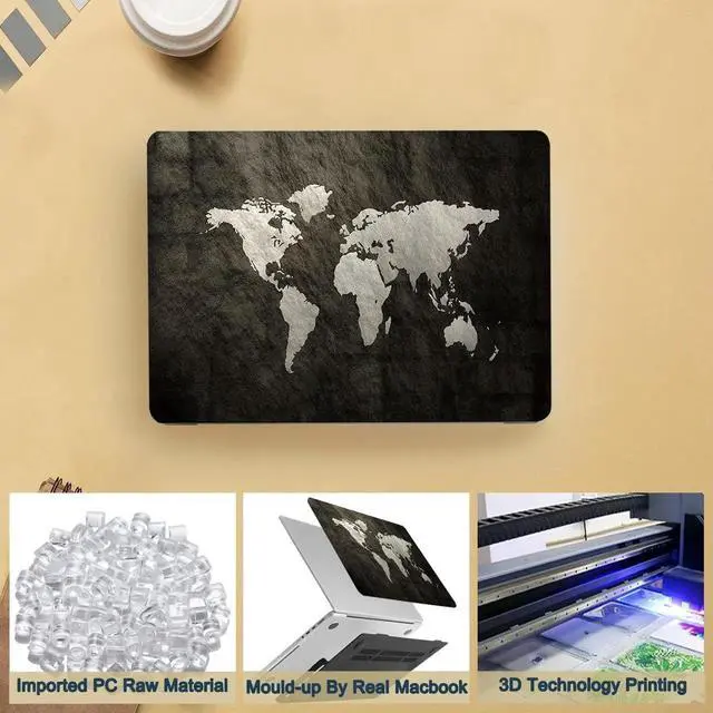 Alt view image 4 of 5 - MacBook Pro 15 Inch Case 2019 - 2016 Compatible with Touch Bar & ID, Plastic Hard Shell Cover & Keyboard Skin - World Map