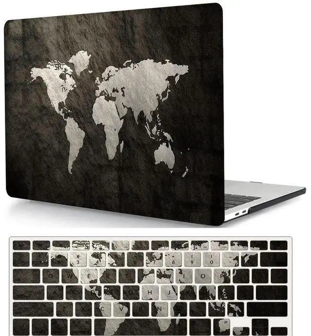 Main image of MacBook Pro 15 Inch Case 2019 - 2016 Compatible with Touch Bar & ID, Plastic Hard Shell Cover & Keyboard Skin - World Map