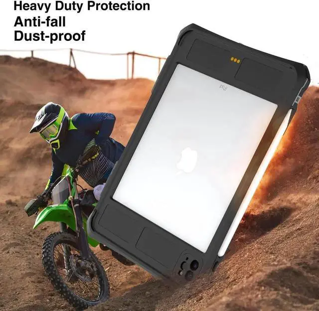 Alt view image 3 of 5 - for iPad Pro 11 inch Waterproof Case 2022/2021/2020/2018(4th/3rd/2nd/1st),360 Protective Military Drop-Proof,with Strap Stand,Clear Screen Protector,Built-in Pencil Holder iPad pro 11 Cover