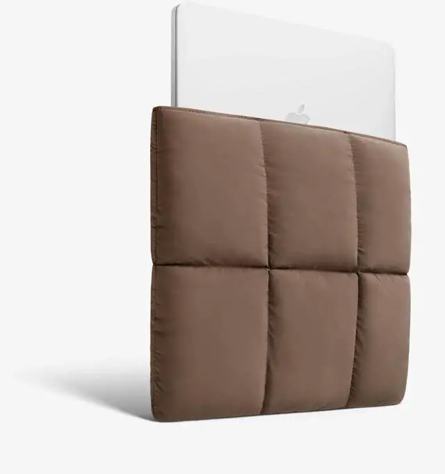Alt view image 3 of 5 - Comfyable Puffy Laptop Sleeve 13 Inch 14 Inch, Quilted Puffer Laptop Carrying Case, Pillow Case Compatible with MacBook Air M4 2025 M3 M2 M1, MacBook Pro M4 Pro/Max, Mocha Brown