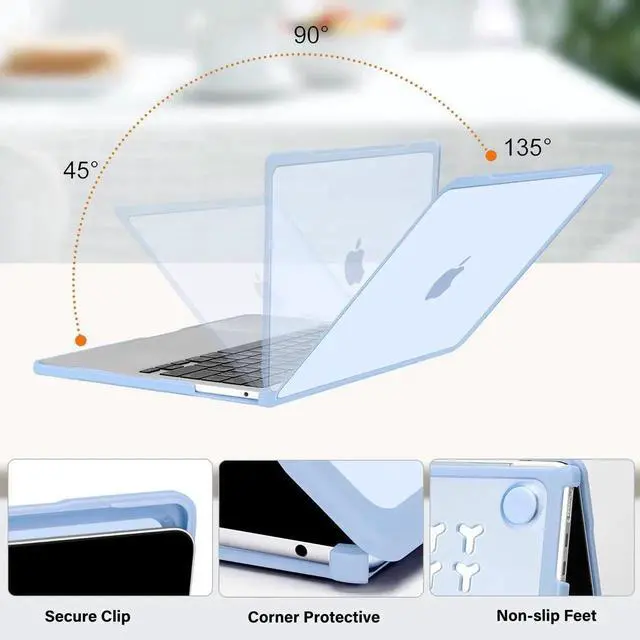 Alt view image 2 of 5 - MOSISO Compatible with MacBook Air 13 inch Case 2025 2024 2023 2022 M4 A3240 M3 A3113 M2 A2681, Soft TPU Bumper Anti-Fingerprint Hard Case&Keyboard Cover for MacBook Air 13.6 inch Case, Air Blue