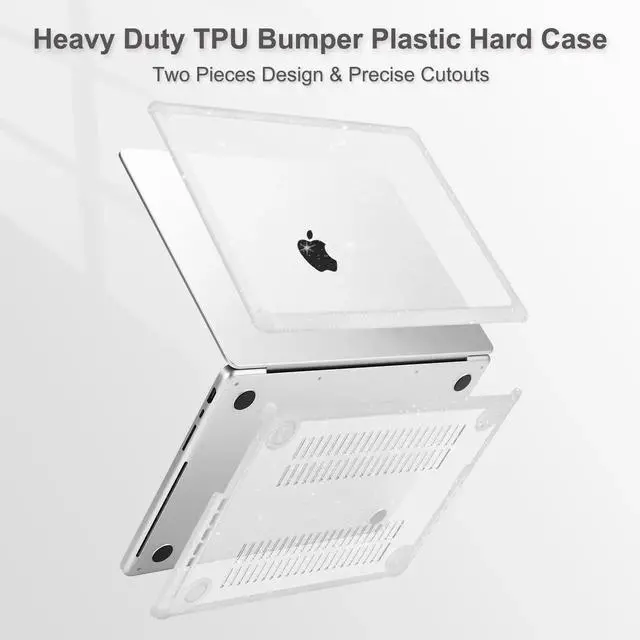 Alt view image 5 of 5 - MOSISO Compatible with MacBook Pro 16 inch Case 2025 2024 2023 2022 2021 M4 M3 M2 M1 A3403 A3186 A2991 A2780 A2485, Anti-Cracking Heavy Duty Glitter Hard Case with TPU Bumper&Keyboard Skin,Transparent