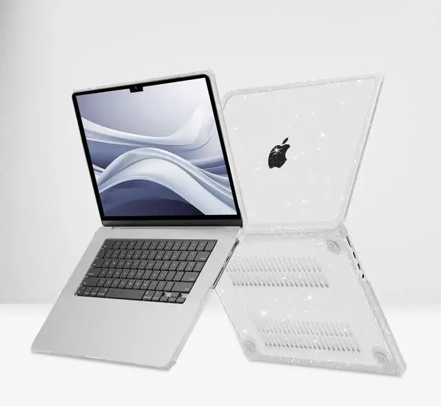 Alt view image 3 of 5 - MOSISO Compatible with MacBook Pro 16 inch Case 2025 2024 2023 2022 2021 M4 M3 M2 M1 A3403 A3186 A2991 A2780 A2485, Anti-Cracking Heavy Duty Glitter Hard Case with TPU Bumper&Keyboard Skin,Transparent