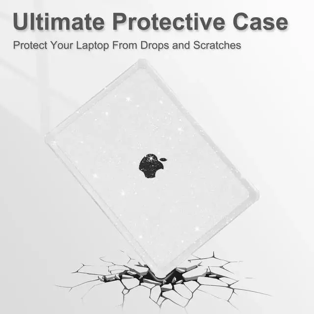 Alt view image 2 of 5 - MOSISO Compatible with MacBook Pro 16 inch Case 2025 2024 2023 2022 2021 M4 M3 M2 M1 A3403 A3186 A2991 A2780 A2485, Anti-Cracking Heavy Duty Glitter Hard Case with TPU Bumper&Keyboard Skin,Transparent