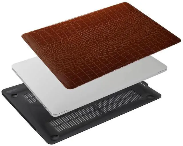 Alt view image 3 of 5 - FFBOFFC Laptop Hard Case Compatible with MacBook 12 Inch Case Cover with Retina Display 2017 2016 2015 Release Model A1534, Leather Crocodile Print Protective Shell Case & Keyboard Cover, Brown