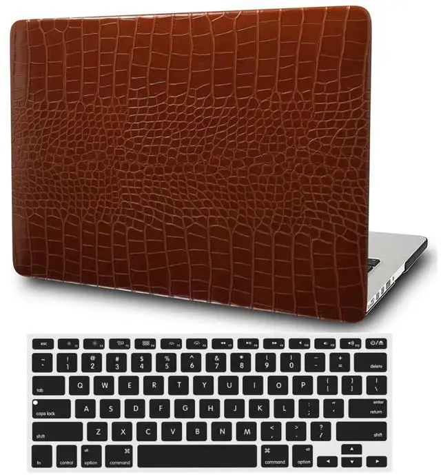 Alt view image 4 of 5 - FFBOFFC Laptop Hard Case Compatible with MacBook 12 Inch Case Cover with Retina Display 2017 2016 2015 Release Model A1534, Leather Crocodile Print Protective Shell Case & Keyboard Cover, Brown