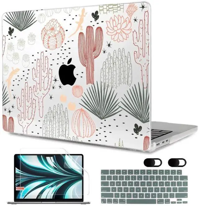 Main image of MEEgoodo Case for MacBook Air M4/M3/M2 13.6 inch 2025 2024 2022, Fit Model A3240 A3113 A2681, Compatible with MacBook Air 13 inch, Laptop Hard Shell Case with Keyboard Cover, Cacti