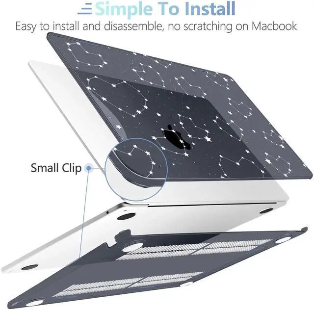 Alt view image 3 of 5 - MEEgoodo Case for MacBook Air M4/M3/M2 13.6 inch 2025 2024 2022, Fit Model A3240 A3113 A2681, Compatible with MacBook Air 13 inch, Laptop Hard Shell Case with Keyboard Cover, Constellations & Hearts