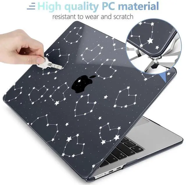 Alt view image 5 of 5 - MEEgoodo Case for MacBook Air M4/M3/M2 13.6 inch 2025 2024 2022, Fit Model A3240 A3113 A2681, Compatible with MacBook Air 13 inch, Laptop Hard Shell Case with Keyboard Cover, Constellations & Hearts
