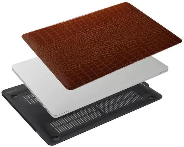 Alt view image 5 of 5 - FFBOFFC Laptop Case Compatible with MacBook Pro 13 Inch Case 2020 2019 2018 2017 2016 Release A2338 A2289 A2251 A2159 A1989 A1708 A1706, Leather Hardshell Crocodile Print Cover & Keyboard Skin, Brown