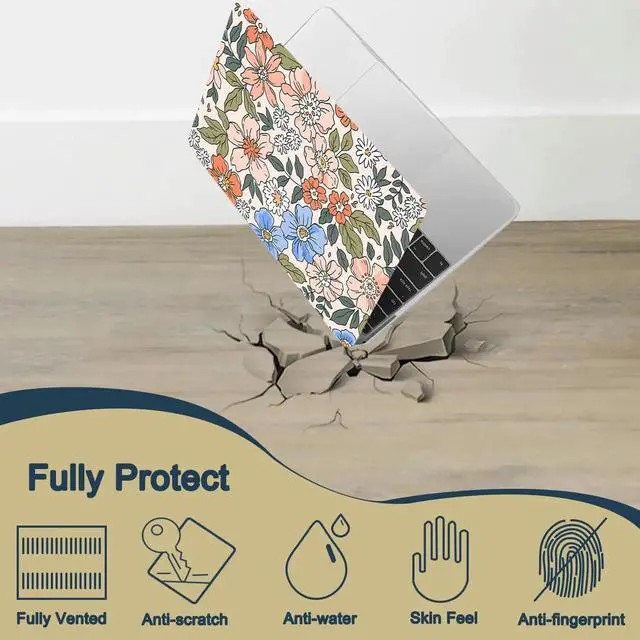 Alt view image 5 of 5 - Hard Case Compatible with MacBook Pro 14 inch Case 2021 Model A2442 M1 Pro / M1 Max with Retina Display & Touch ID, Plastic Shell Cover & Keyboard Cover Skin - Pink Flower