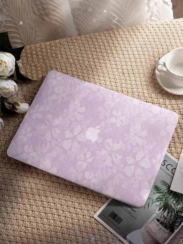 Alt view image 3 of 5 - Seorsok Compatible with New MacBook Air 13.6 inch Case M4 M3 M2 2025 2024-2022 Release A3240 A2681 A3113,Leaves Printed Leather Plastic Hard Shell Case with Transparent Keyboard Cover,Purple