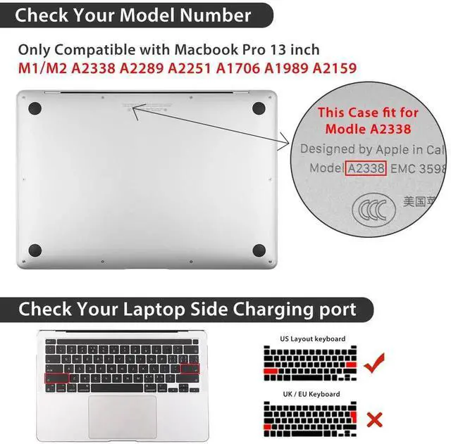 Alt view image 3 of 5 - HOHAIYOO Compatible with MacBook Pro 13 inch Case M2 2024 2023 2022-2016 A2338 M1 A2251 A2289 A2159 A1989 A1706, Plastic Hard Shell Case & Keyboard Cover & Screen Protector&Webcam Cover, Garden Floral