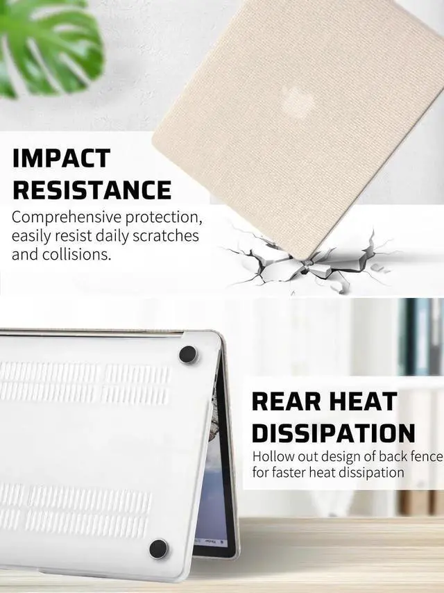 Alt view image 4 of 5 - Seorsok Compatible with MacBook Pro 16 inch Case 2024-2021 M4 M3 M2 M1 A3403 A3186 A2991 A2780 A2485 Touch ID,Elegant Leather Plastic Hard Shell Case with Transparent Keyboard Cover,Beige Woven