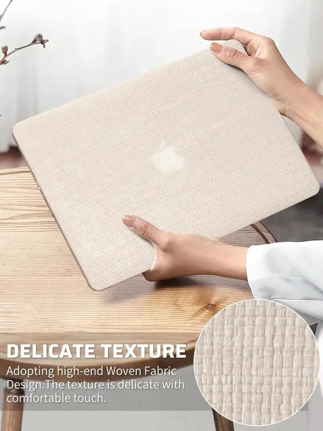 Alt view image 2 of 5 - Seorsok Compatible with MacBook Pro 16 inch Case 2024-2021 M4 M3 M2 M1 A3403 A3186 A2991 A2780 A2485 Touch ID,Elegant Leather Plastic Hard Shell Case with Transparent Keyboard Cover,Beige Woven