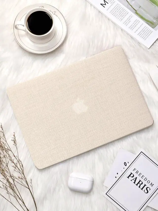 Alt view image 5 of 5 - Seorsok Compatible with MacBook Pro 16 inch Case 2024-2021 M4 M3 M2 M1 A3403 A3186 A2991 A2780 A2485 Touch ID,Elegant Leather Plastic Hard Shell Case with Transparent Keyboard Cover,Beige Woven