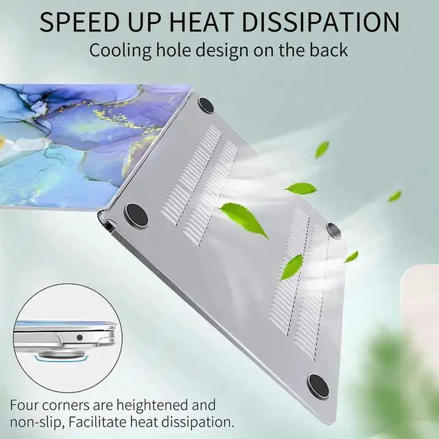 Alt view image 3 of 5 - Watbro Compatible with MacBook Air 13 Inch Laptop Case 2020 2019 2018 Release A2337 M1/A2179/A1932,Colorful Marble Case with Keyboard Cover Skin for MacBook Air 2020 with Touch ID