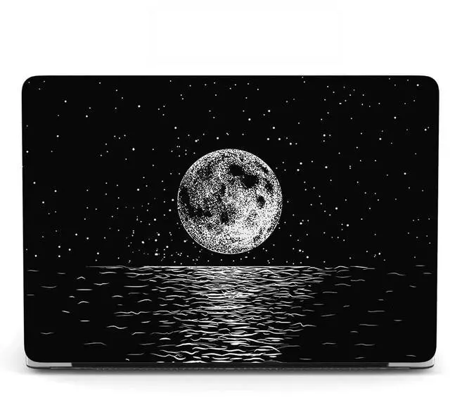 Alt view image 4 of 5 - Case Compatible with MacBook Air 13 inch (Models: A1369 & A1466, Older Version 2010-2017), 2 in 1 Plastic Hard Shell Protective Case Cover & Keyboard Protector - Moon