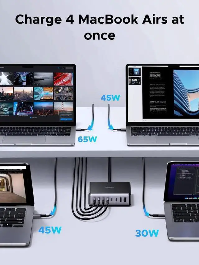 Alt view image 3 of 5 - UGREEN Nexode 200W GaN USB C Charging Station, 8-Port Desktop Charger with PD 100W for MacBook Pro 16"/Air, Dell XPS, iPad Pro, iPhone 17/16/15, Galaxy S25/S24, Pixel 10/9
