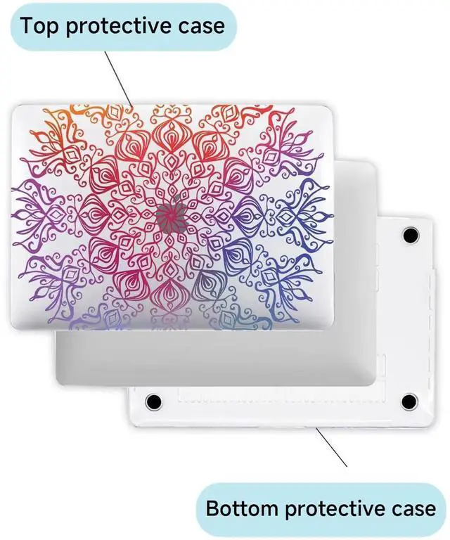 Alt view image 4 of 5 - Fulbrio Arts Compatible with MacBook Pro 13 inch Hard Shell Clear Case Skin, 2022, 2021,2016-2022 Release A1706/A1989/A2159 Slim Transparent Hard Shell with Keyboard Cover,Mandala Flower