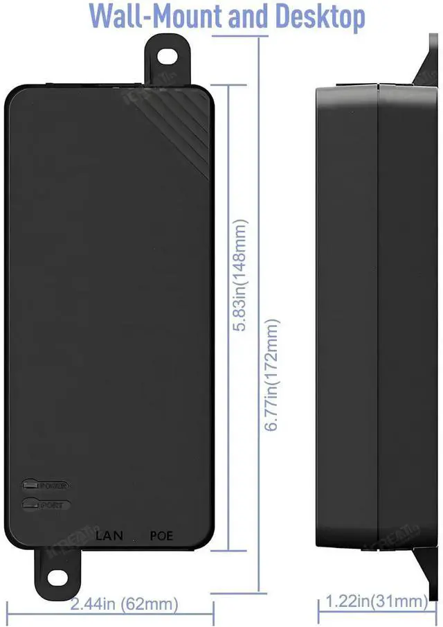 Alt view image 3 of 5 - iCreatin 90W Gigabit Ultra PoE++ Injector Adapter, IEEE 802.3 bt /802.3at/ 802.3af Compliant, Up to 90W Ultra Power Supply, 10/100/1000Mbps, Compatible with TRENDnet TPE-119GI