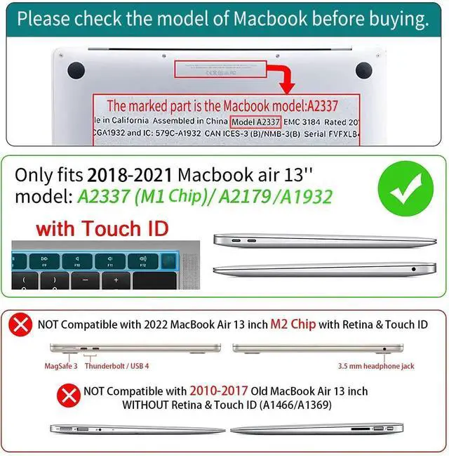 Alt view image 5 of 5 - Teryeefi for MacBook Air 13 inch Case 2021 2020 2019 2018 Release (Model A2337 A2179 A1932 Retina Display with Touch ID), Plastic Hard Shell Case & Keyboard Cover for MacBook Air 13 M1, Gold Flowers