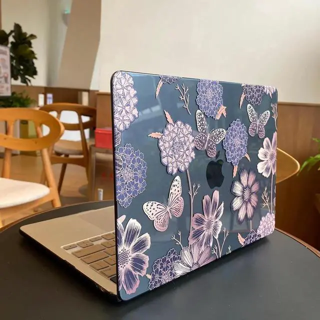 Alt view image 4 of 5 - Teryeefi for MacBook Air 13 inch Case 2021 2020 2019 2018 Release (Model A2337 A2179 A1932 Retina Display with Touch ID), Plastic Hard Shell Case & Keyboard Cover for MacBook Air 13 M1, Gold Flowers