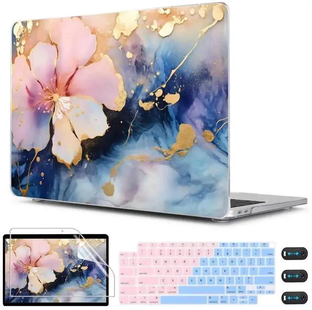 Alt view image 4 of 5 - CISSOOK Compatible with MacBook Air 13 inch Case M1 A2337 A2179 A1932 2021 2020-2018, Plastic Hard Shell Case & Keyboard Cover & Screen Film for MacBook Air 13-inch with Touch ID, Marble FlowerOnly Co