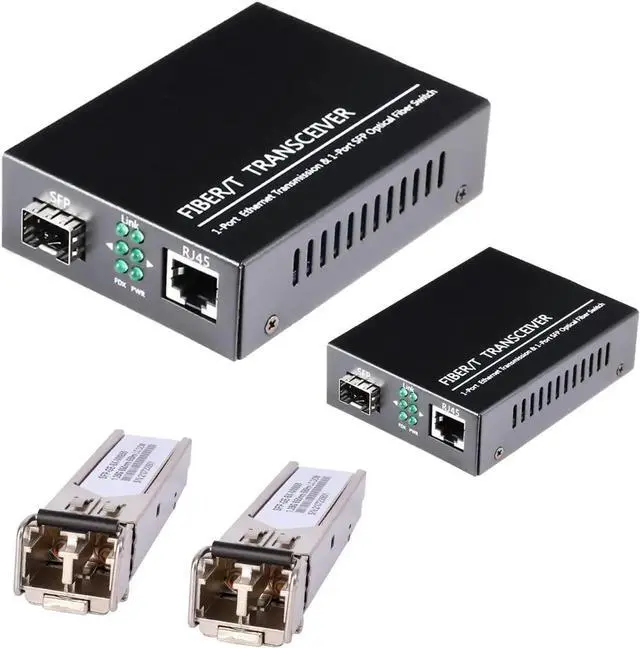 Main image of A Pair of Fiber Transceiver, 1.25G/s Bidi Gigabit Multi-Mode SFP Ethernet Media Converter with 2PCS LC Dual Module Included, 10/100/1000Base-Tx to 1000Base-SX SMF RJ45 to SFP Slot up to 550M