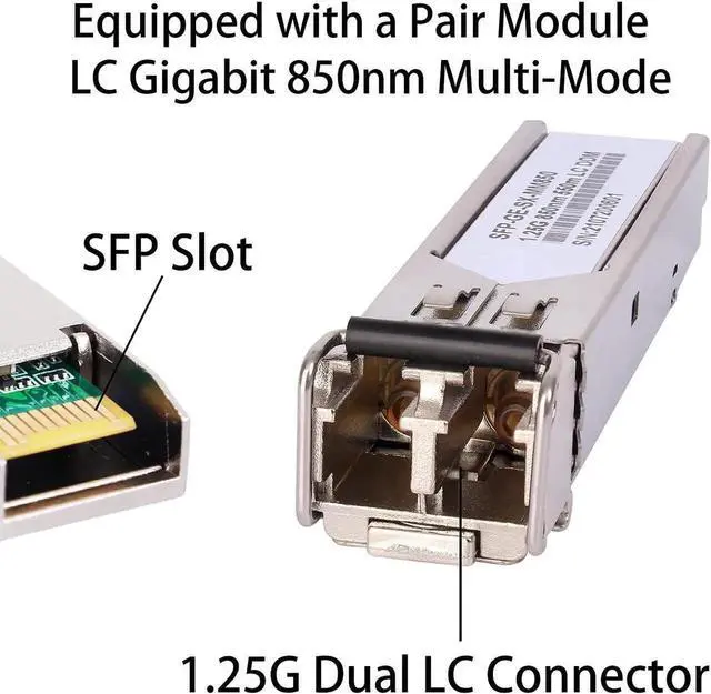 Alt view image 5 of 5 - A Pair of Fiber Transceiver, 1.25G/s Bidi Gigabit Multi-Mode SFP Ethernet Media Converter with 2PCS LC Dual Module Included, 10/100/1000Base-Tx to 1000Base-SX SMF RJ45 to SFP Slot up to 550M