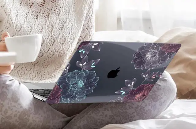 Alt view image 2 of 5 - DONGKE Compatible with MacBook Pro 13 inch Case 2024 2023-2020 Release A2338 M2/M1 A2251 A2289 with Retina Display & Touch ID, Plastic Hard Shell & Keyboard Cover & Screen Film - Dahlia Flowers