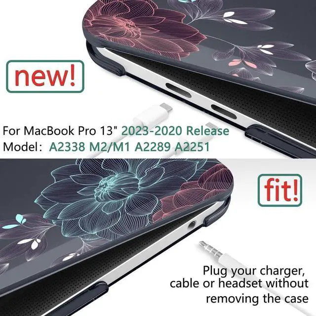 Alt view image 4 of 5 - DONGKE Compatible with MacBook Pro 13 inch Case 2024 2023-2020 Release A2338 M2/M1 A2251 A2289 with Retina Display & Touch ID, Plastic Hard Shell & Keyboard Cover & Screen Film - Dahlia Flowers