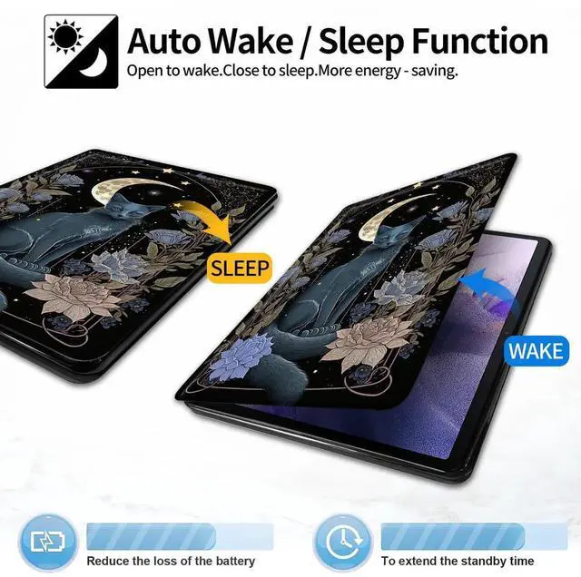 Alt view image 2 of 5 - Case for All-New Amazon Kindle Fire HD 10 & 10 Plus Tablet (13th/11th Generation, 2023/2021 Release) 10.1",PU Leather Slim Standing Smart Cover Case with Auto Sleep/Wake,Witchy Cat Moon