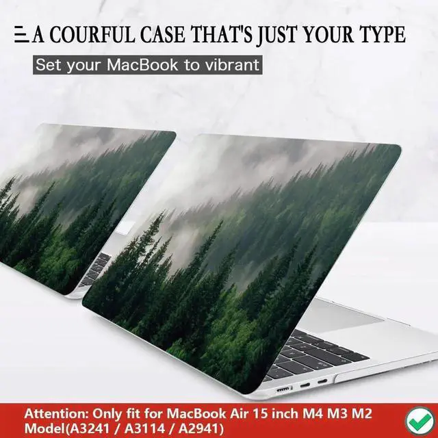 Alt view image 3 of 5 - CISSOOK Compatible with MacBook Air 15 inch Case 2023 2024 2025 Release M2 M3 M4, Plastic Hard Shell Case Keyboard Cover Screen Protector USB Adapter for MacBook Air 15 A2941 A3114 A3241, Forest