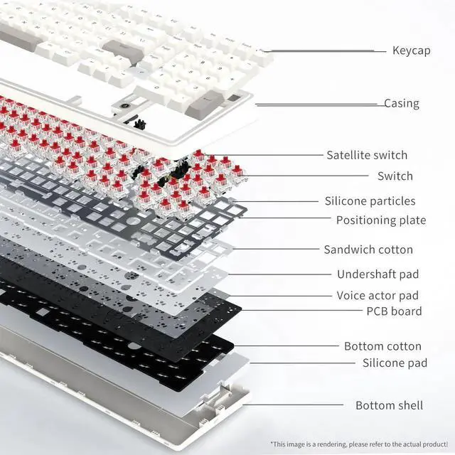 Alt view image 3 of 5 - FIRSTBLOOD ONLY GAME. AK980 Retro Mechanical Keyboard - 101-Key Hot-Swappable Gasket Mount Wired Keyboard with Pre-Lubed Red Switches, Anti-Ghosting, for Office & Quiet Typing (Grey-White)