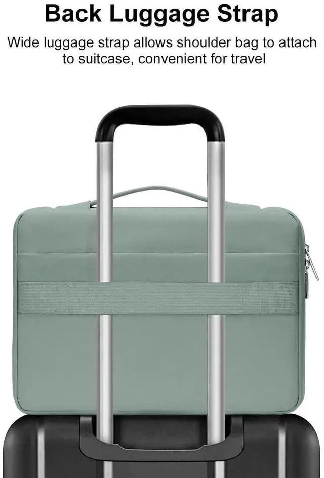 Alt view image 2 of 5 - MOSISO 360 Protective Laptop Case 13.3 inch, 13-13.3 inch Laptop Sleeve Compatible with MacBook Air/Pro 13 / Pro 14, HP Dell ASUS Lenovo,Side Open Bag with 2 Raised&1 Flapover Pockets, Antique Green