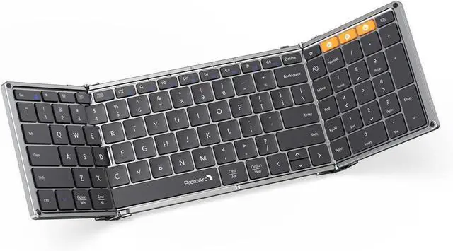Main image of ProtoArc Foldable Bluetooth Keyboard, XK01 Folding Wireless Portable Keyboard with Numeric Keypad, Full-Size Travel Keyboards for iPad Tablet Smartphone Laptop PC Windows iOS Android, Space Gray