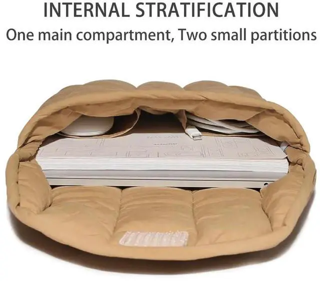 Alt view image 5 of 5 - Puffy Laptop Sleeve 11-12 Inch Beige, Protective Carrying Case for Men and Women, Cute Case Bag Compatible with 11 and 12 Inch Laptops, 10.9" Ipad 10, 10.2" Ipad 7 8 9 in Cover