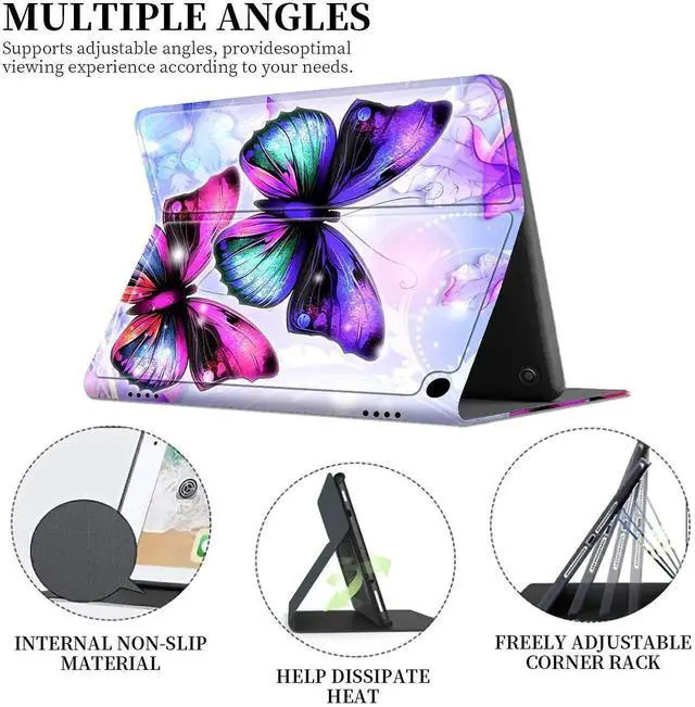 Alt view image 4 of 5 - for Fire HD 10 Tablet Case (1th Generation, 2021 Released), Slim Multi-Angles Auto Wake/Sleep Folio Stand Cover Case for Amazon Kindle Fire HD 10/10 Plus 10.1"-Purple Butterfly