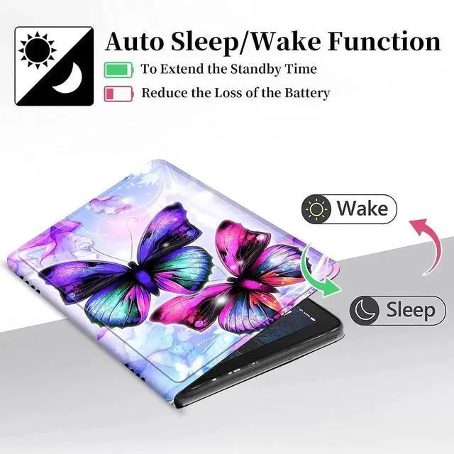 Alt view image 3 of 5 - for Fire HD 10 Tablet Case (1th Generation, 2021 Released), Slim Multi-Angles Auto Wake/Sleep Folio Stand Cover Case for Amazon Kindle Fire HD 10/10 Plus 10.1"-Purple Butterfly