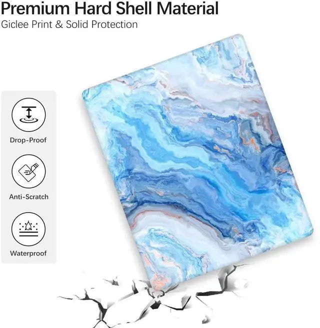 Alt view image 4 of 5 - Berkin Arts Compatible with MacBook Pro 13 inch Cover, 2022, 2021, 2020-2016 Release A1706/A1989/A2159 with Keyboard Cover & Screen Protector Cloisonnism Abstract Blue Grey Marble