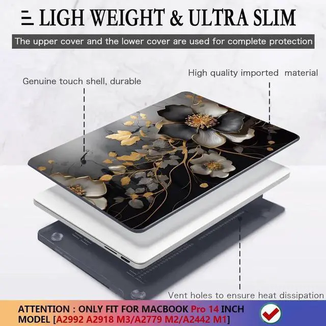 Alt view image 2 of 5 - CISSOOK for MacBook Pro 14 inch Case 2025-2021 Release M5 M4 A3401 A3112 A3185 M3 A2918 A2992 M2 A2779 M1 A2442 Pro Max Chip, 14 in Plastic Hard Shell & Keyboard Cover, Abstract Oil Painting