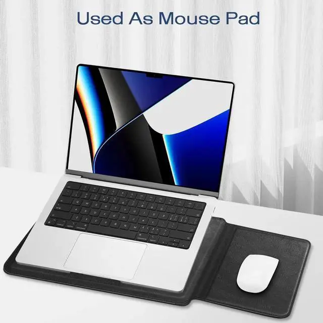 Alt view image 5 of 5 - Fintie Sleeve Case for MacBook Air 13.6 A3240 A3113 A2681, Pro 14 A3434 A3401 A3185 A3112 A2992 A2918 A2779 A2442, MacBook Pro/Air 13 - PU Leather Slim Bag Cover with Stand Feature, Black