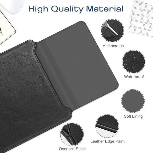 Alt view image 2 of 5 - Fintie Sleeve Case for MacBook Air 13.6 A3240 A3113 A2681, Pro 14 A3434 A3401 A3185 A3112 A2992 A2918 A2779 A2442, MacBook Pro/Air 13 - PU Leather Slim Bag Cover with Stand Feature, Black