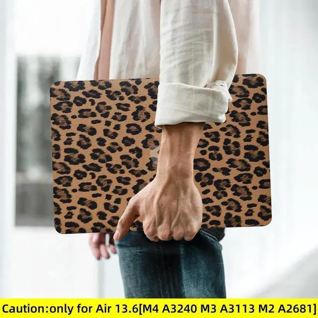 Alt view image 3 of 5 - BYCeKe Compatible with MacBook Air 13.6 inch Case 2022-2025 M4 A3240 M3 A3113 M2 A2681,for Mac Air 13 Leather Cheetah Print Tortoise Shell Case & Keyboard Cover for MacBook Air13 M4,Leopard Brown