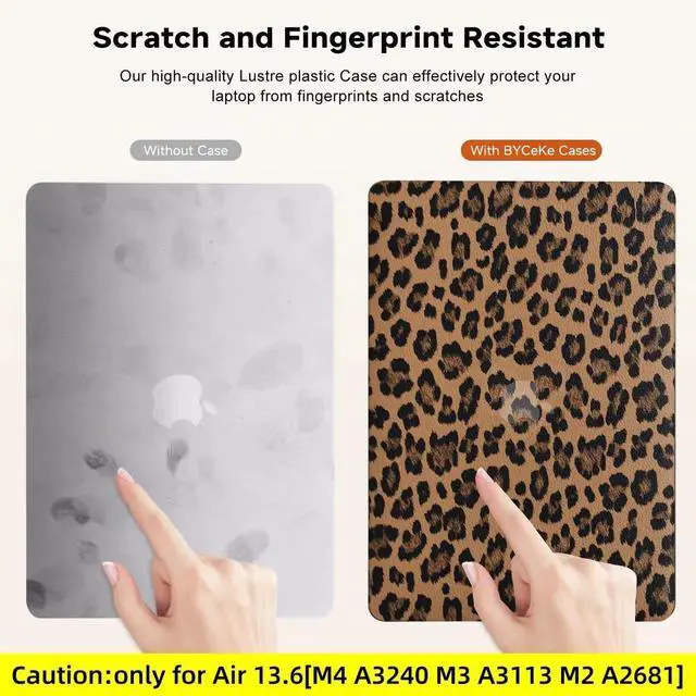 Alt view image 5 of 5 - BYCeKe Compatible with MacBook Air 13.6 inch Case 2022-2025 M4 A3240 M3 A3113 M2 A2681,for Mac Air 13 Leather Cheetah Print Tortoise Shell Case & Keyboard Cover for MacBook Air13 M4,Leopard Brown