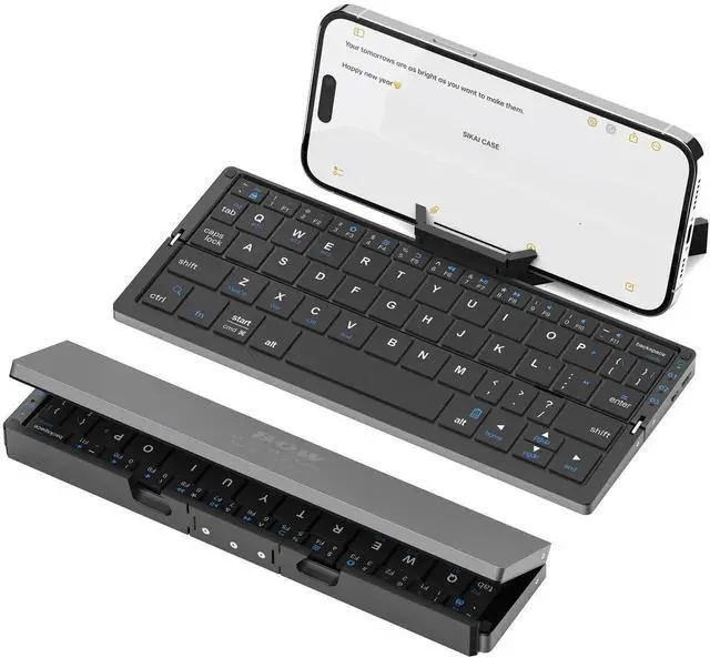 Main image of SIKAI CASE Foldable Bluetooth Keyboard with Magnetic Stand,Aluminum Alloy Mini Quiet Folding Portable Lightweight Travel Rechargeable Pocket for Tablet,iPad, Phones, Black