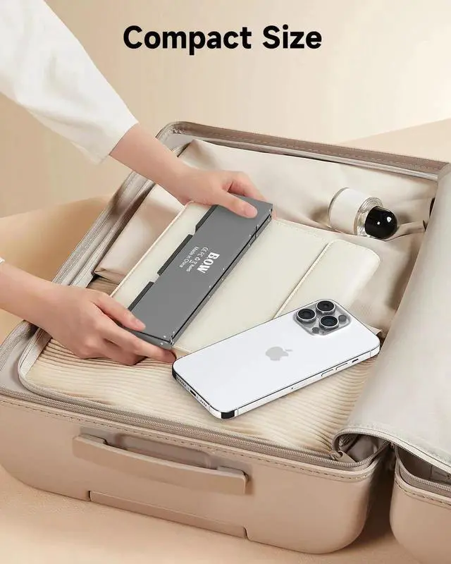 Alt view image 2 of 5 - SIKAI CASE Foldable Bluetooth Keyboard with Magnetic Stand,Aluminum Alloy Mini Quiet Folding Portable Lightweight Travel Rechargeable Pocket for Tablet,iPad, Phones, Black