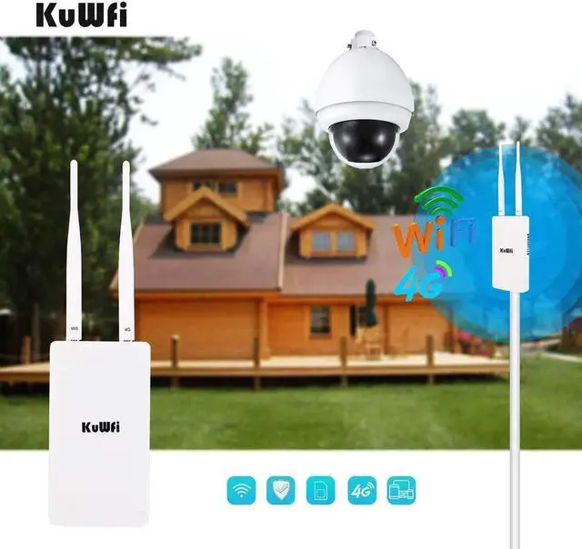 Alt view image 3 of 5 - KuWFi Waterproof Outdoor 4G LTE CPE SIM Card WiFi Router 150Mbps CAT4 SIM LTE Routers Work with IP Camera or Outside WiFi Coverage with 2pcs Antenna Only Work with SIM Card Mode Not for USA